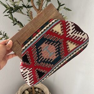 Ethnic Patterned Clutch Bag - Red and Multicolor